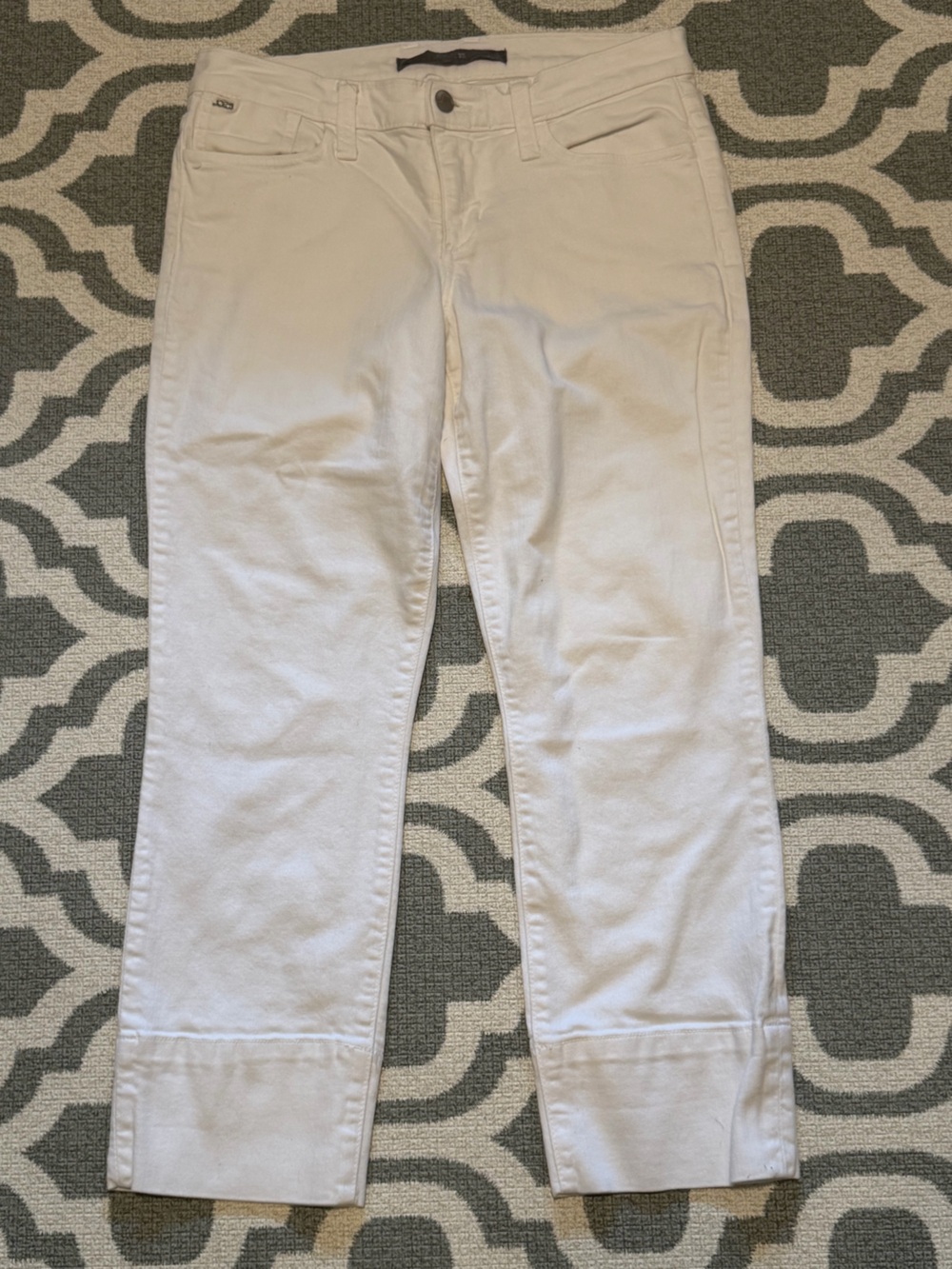 Joe’s Jeans women’s size 28 crop white denim straight leg pants wide hem